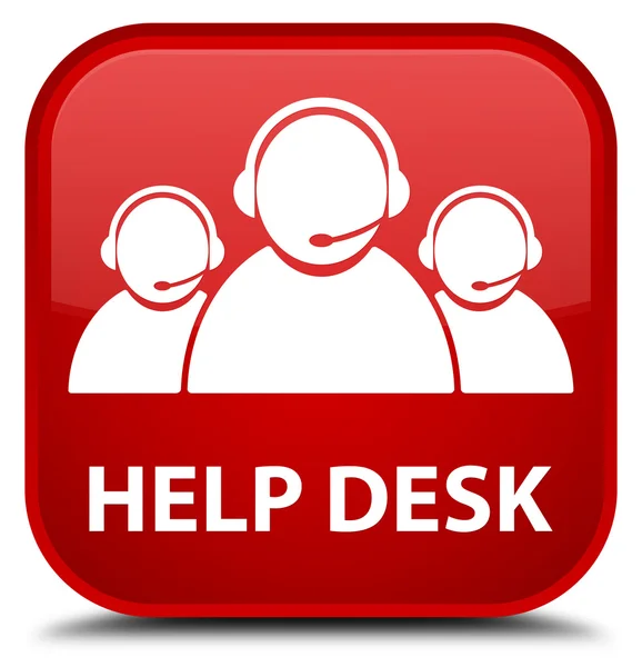 Escritorio de ayuda (icono del equipo de atención al cliente) botón cuadrado rojo —  Fotos de Stock