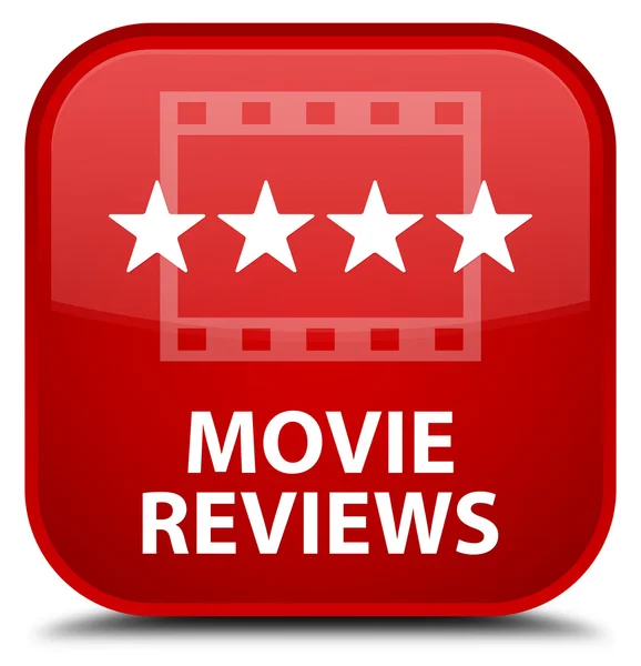 Movie reviews red square button — Stock Photo, Image
