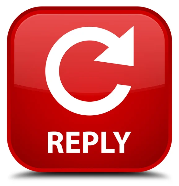 Reply (rotate arrow icon) red square button — Stock Photo, Image