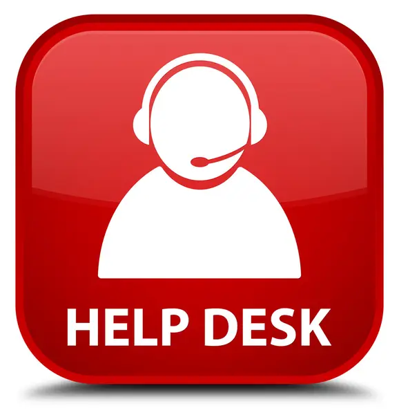 Knop helpdesk (pictogram van de zorg van de klant) Rode plein — Stockfoto