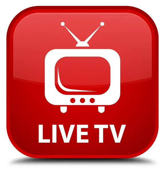 TV en vivo rojo botón cuadrado —  Fotos de Stock