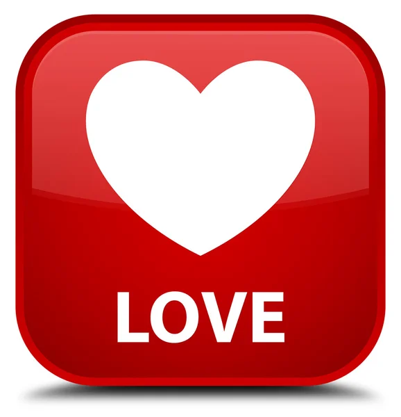 Love-piros négyzet gomb — Stock Fotó