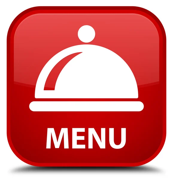메뉴 (음식 요리 아이콘) 빨간색 사각형 버튼 — 스톡 사진