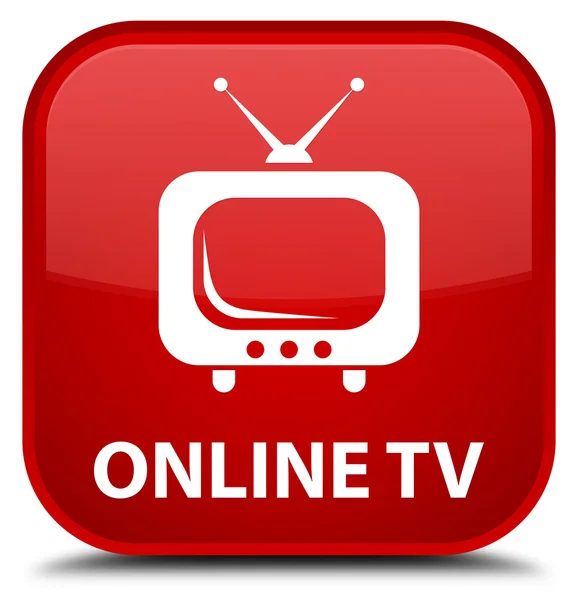 Online tv roter quadratischer Knopf — Stockfoto