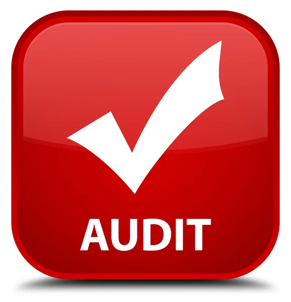Audit (validare pictogramă) buton pătrat roșu — Fotografie, imagine de stoc