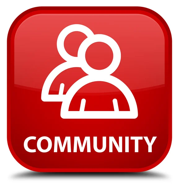 Community (group icon) red square button — Stock Photo, Image