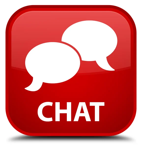 Chat red square button — Stock Photo, Image