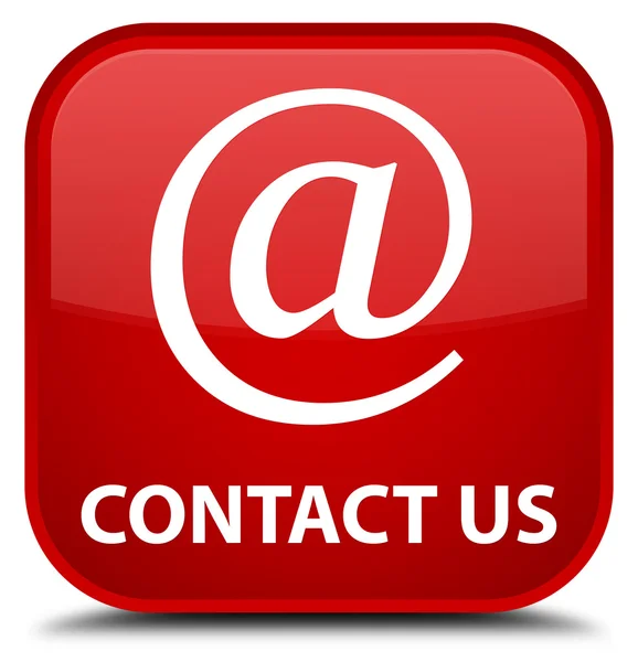 Зв'язатися з нами (іконка адреси електронної пошти) червона квадратна кнопка — стокове фото