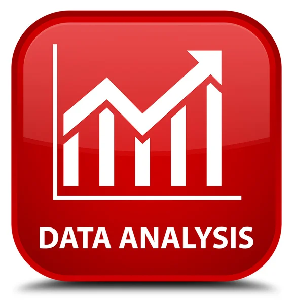 Analisis data (ikon statistik) tombol persegi merah — Stok Foto