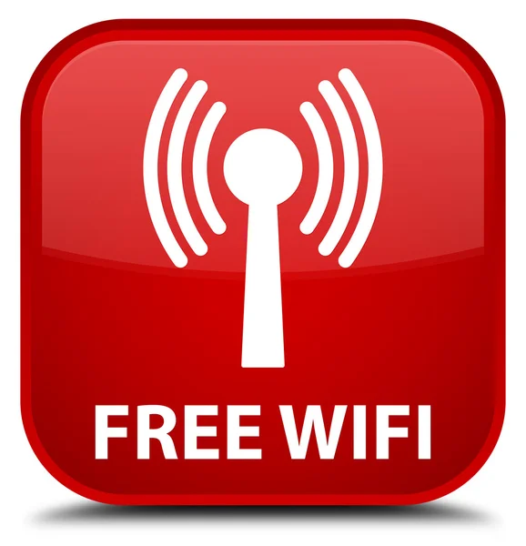 Free wifi (wlan network) red square button — Stock Photo, Image