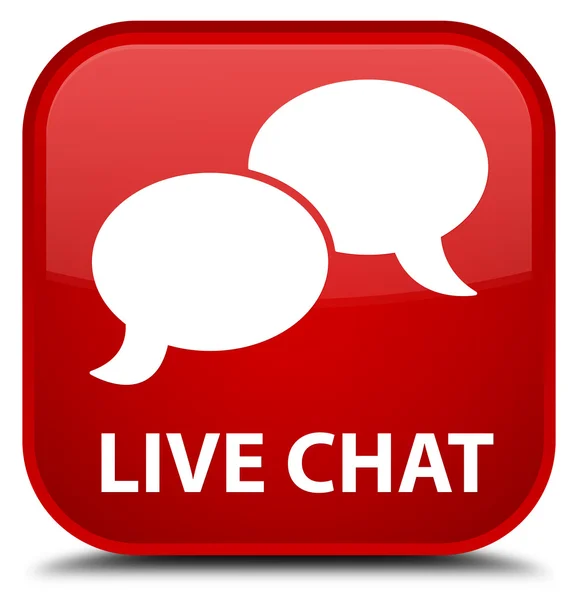 Live chat red square button — Stock Photo, Image