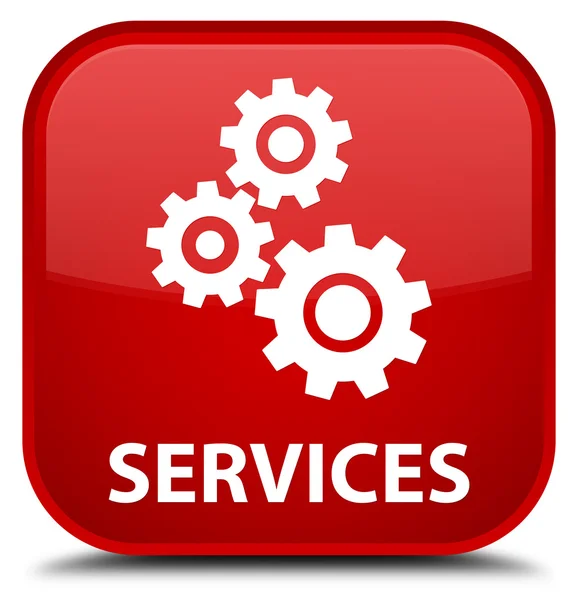 Services (gears icon) red square button — Stock Photo, Image