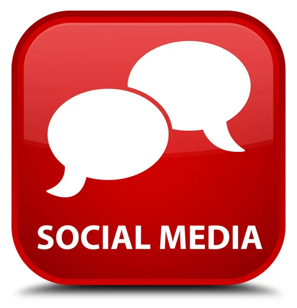 Sociale media (chat zeepbel pictogram) Rode plein knop — Stockfoto