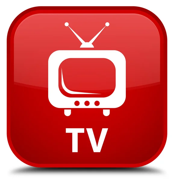 TV botón cuadrado rojo — Foto de Stock