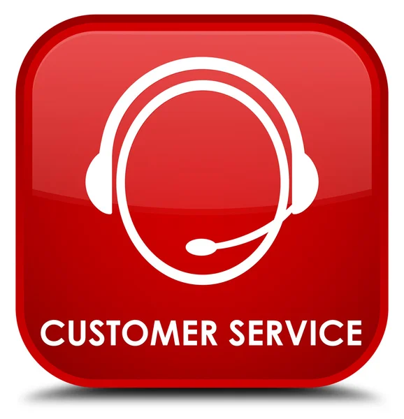 Röda torget-knappen kund service (customer care ikon) — Stockfoto