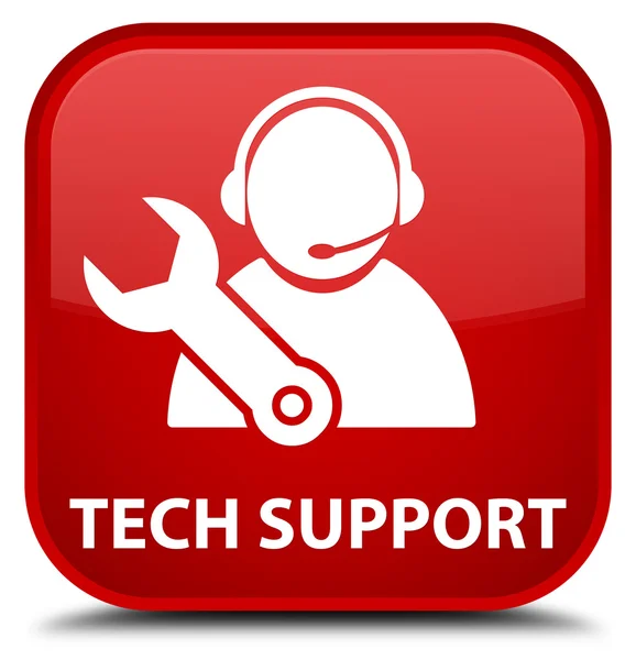 Tech unterstützt roten quadratischen Knopf — Stockfoto