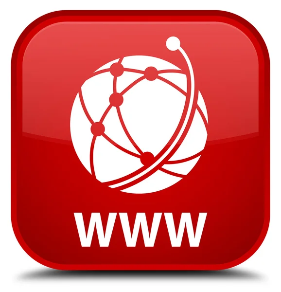 WWW (global network icon) red square button — Stock Photo, Image