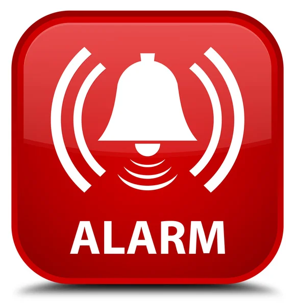 Alarm (harang ikon) piros négyzet gomb — Stock Fotó