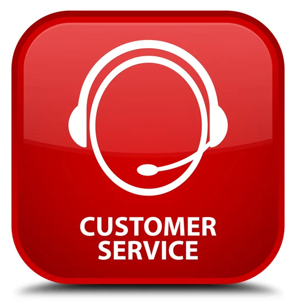 Customer service (customer care icon) red square button — Stock Photo, Image