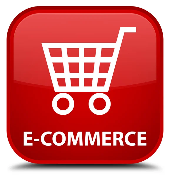 E-commerce botão quadrado vermelho — Fotografia de Stock
