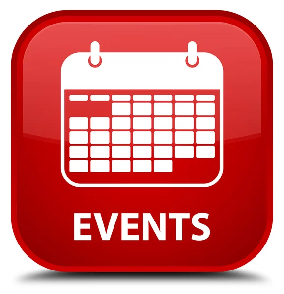 Eventos (ícone de calendário) botão quadrado vermelho — Fotografia de Stock