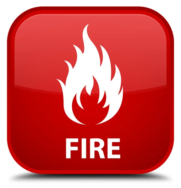 화재 빨간색 사각형 버튼 — 스톡 사진
