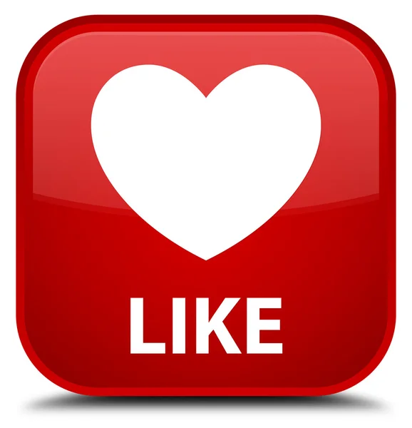 Like (heart icon) red square button — Stock Photo, Image
