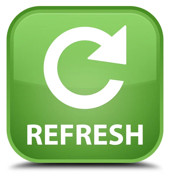 Refresh (Pfeil-Symbol drehen) weiche grüne quadratische Taste — Stockfoto