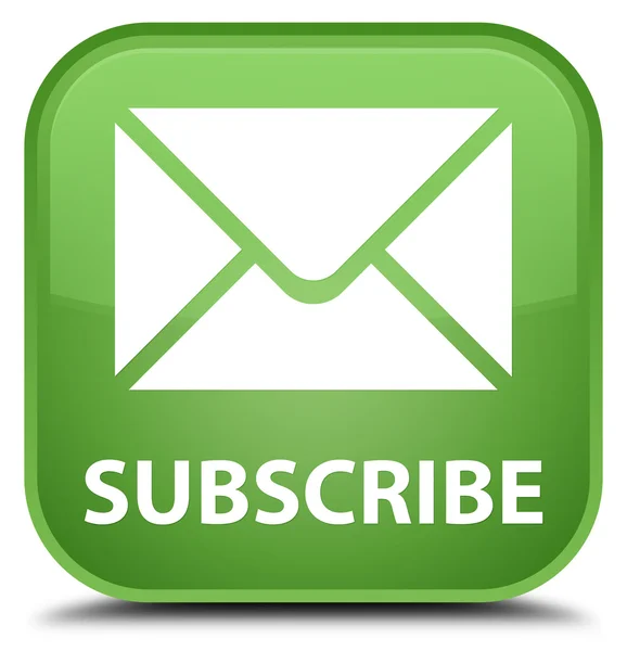 구독 (이메일 아이콘) 부드러운 녹색 사각형 버튼 — 스톡 사진