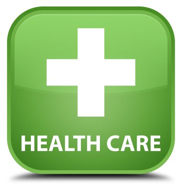 Sağlık Hizmetleri (artı işareti) yumuşak yeşil kare düğme