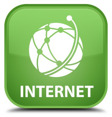 Internet (küresel ağ simgesini) yumuşak yeşil kare düğme