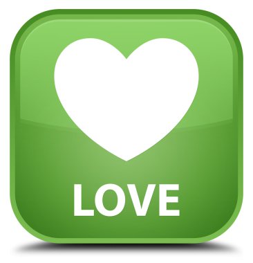 Aşk yumuşak yeşil kare düğme