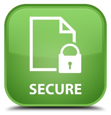 (Belge sayfa asma kilit simgesi) yumuşak yeşil kare düğme güvenli