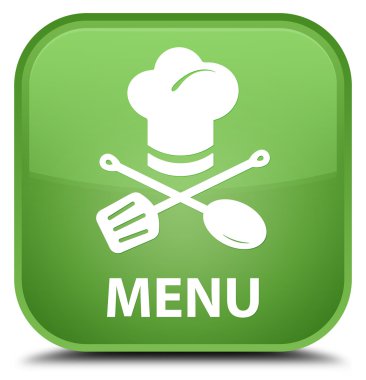 Menü (Restoran simgesi) yumuşak yeşil kare düğme