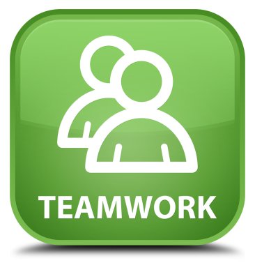 Ekip çalışması (grup simgesi) yumuşak yeşil kare düğme