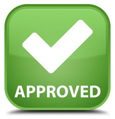 Onaylı (simge doğrulama) yumuşak yeşil kare düğme