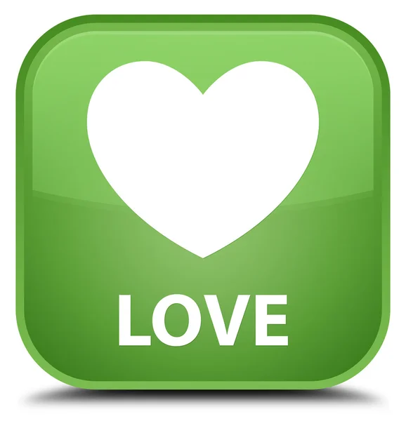 Szerelem puha zöld négyzet gomb — Stock Fotó