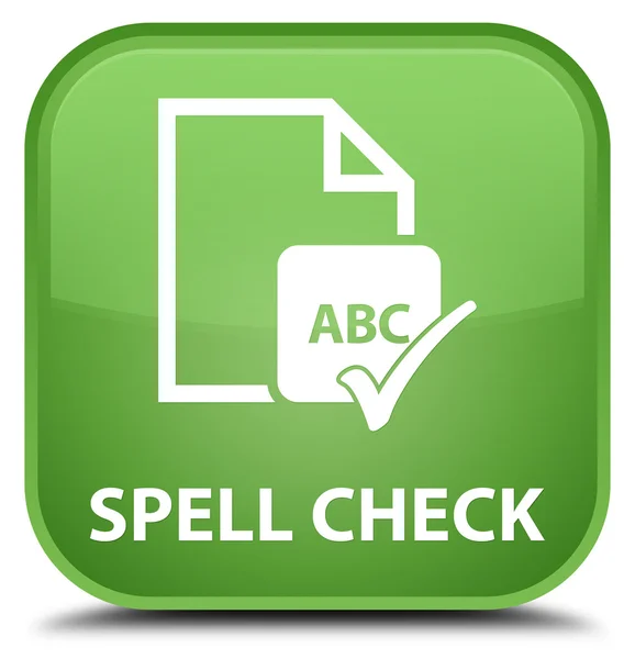 Spell check document soft green square button — Stock Photo, Image