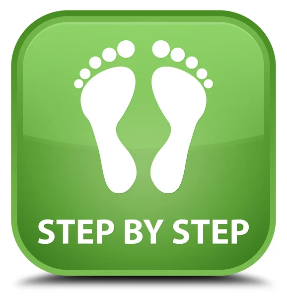 Step by step (footprint icon) soft green square button — Stock Photo, Image