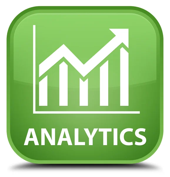 Miękki zielony przycisk kwadratowy Analytics (statystyki ikona) — Zdjęcie stockowe