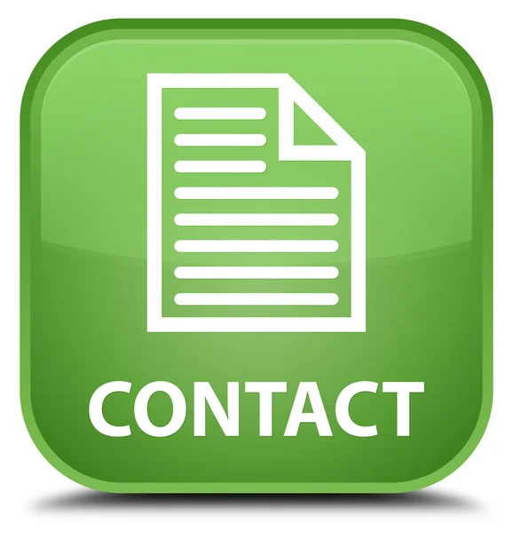 Miękki zielony przycisk kwadratowy kontakt (ikona strony) — Zdjęcie stockowe