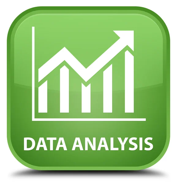 Analisis data (ikon statistik) tombol persegi hijau lembut — Stok Foto