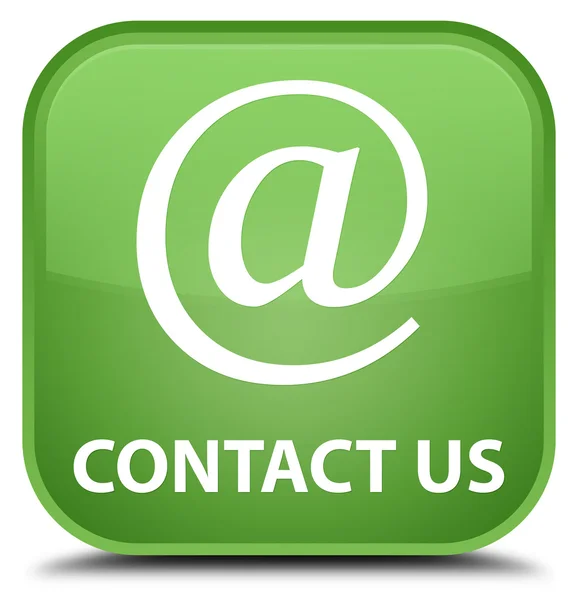 Contacte-nos (ícone de endereço de e-mail) botão quadrado verde suave — Fotografia de Stock