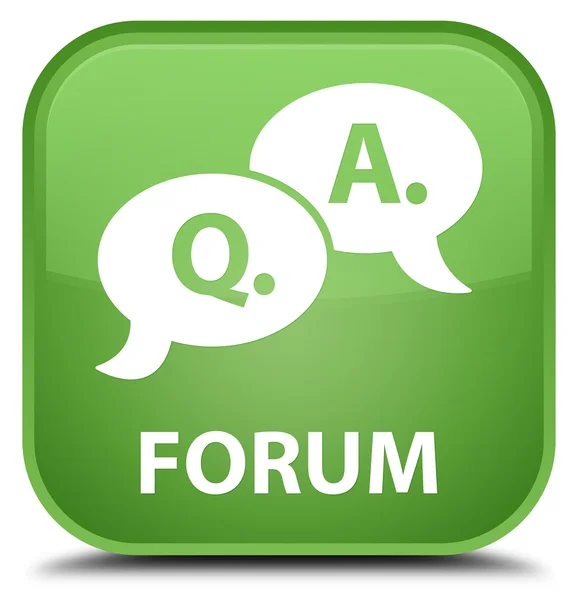 Forum (fråga svar bubbla ikon) mjuk grön fyrkantig knapp — Stockfoto