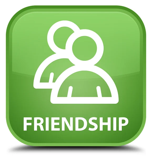 Friendship (group icon) soft green square button — Stock Photo, Image