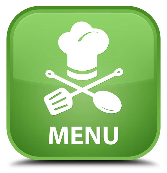Меню (іконка ресторану) м'яка зелена квадратна кнопка — стокове фото
