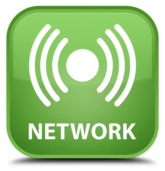 ネットワーク (信号アイコン) 柔らかい緑色の正方形ボタン — ストック写真