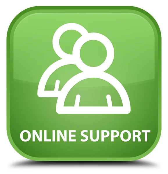 Онлайн-поддержка (значок группы) мягкая зеленая квадратная кнопка — стоковое фото
