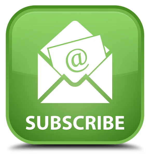 Εγγραφείτε μαλακό πράσινο τετράγωνο κουμπί (εικονίδιο ενημερωτικό δελτίο ηλεκτρονικού ταχυδρομείου) — Φωτογραφία Αρχείου