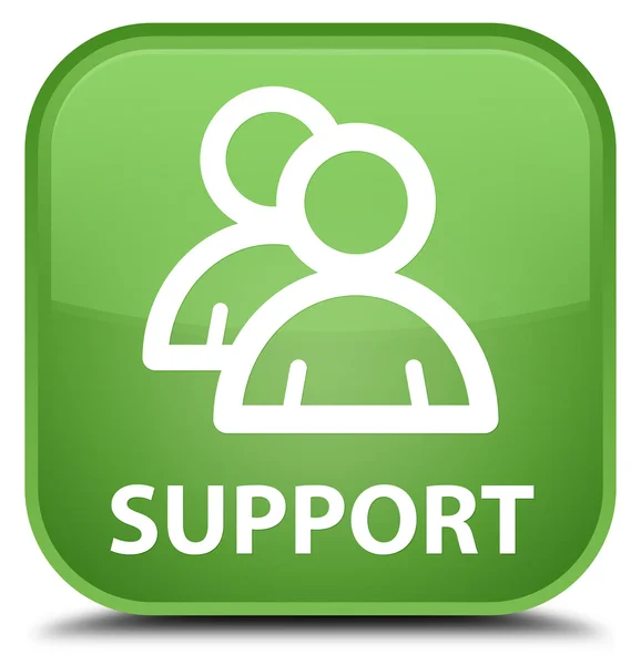 Support (group icon) soft green square button — Stock Photo, Image